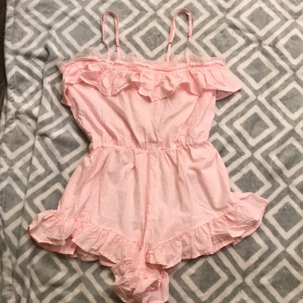 NWT VS Romper with Ruffle & Lace Details